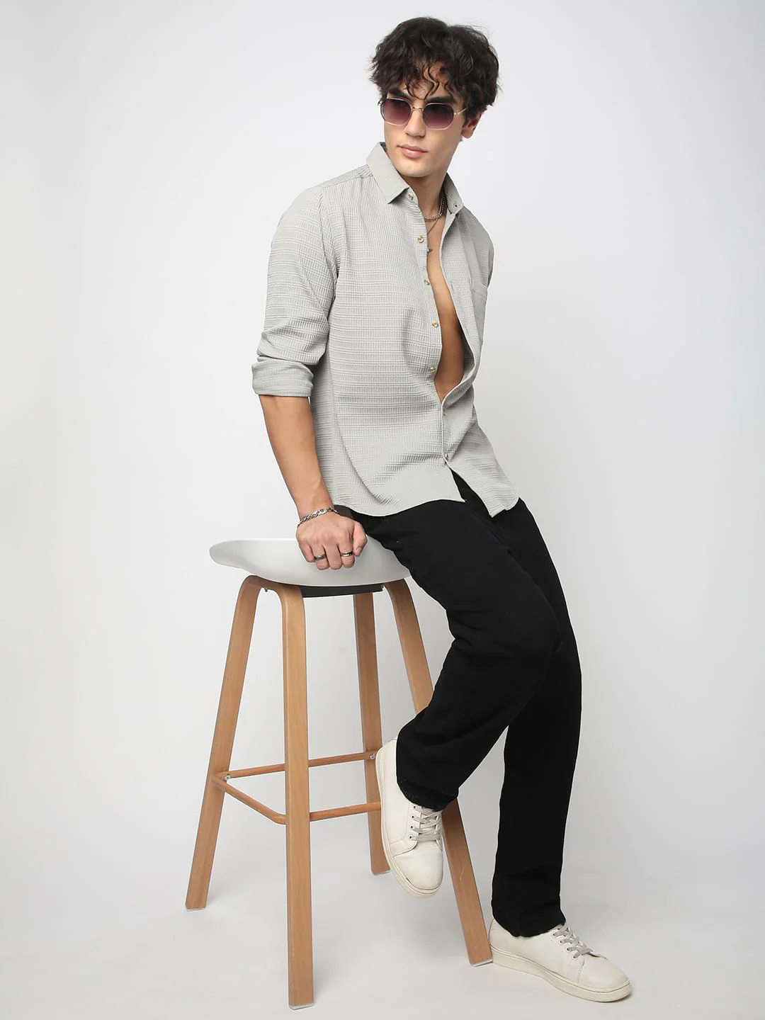 Refined Grey Mine Quad Textured Shirt - Image 8