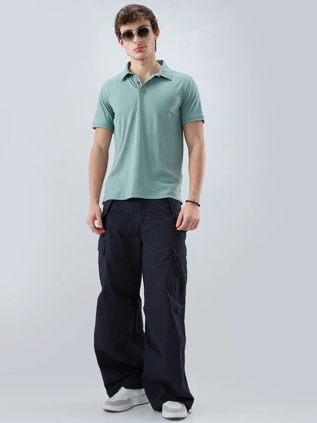 Refined Jungle Green Hairline Striped Polo Knit T-Shirt - Image 8