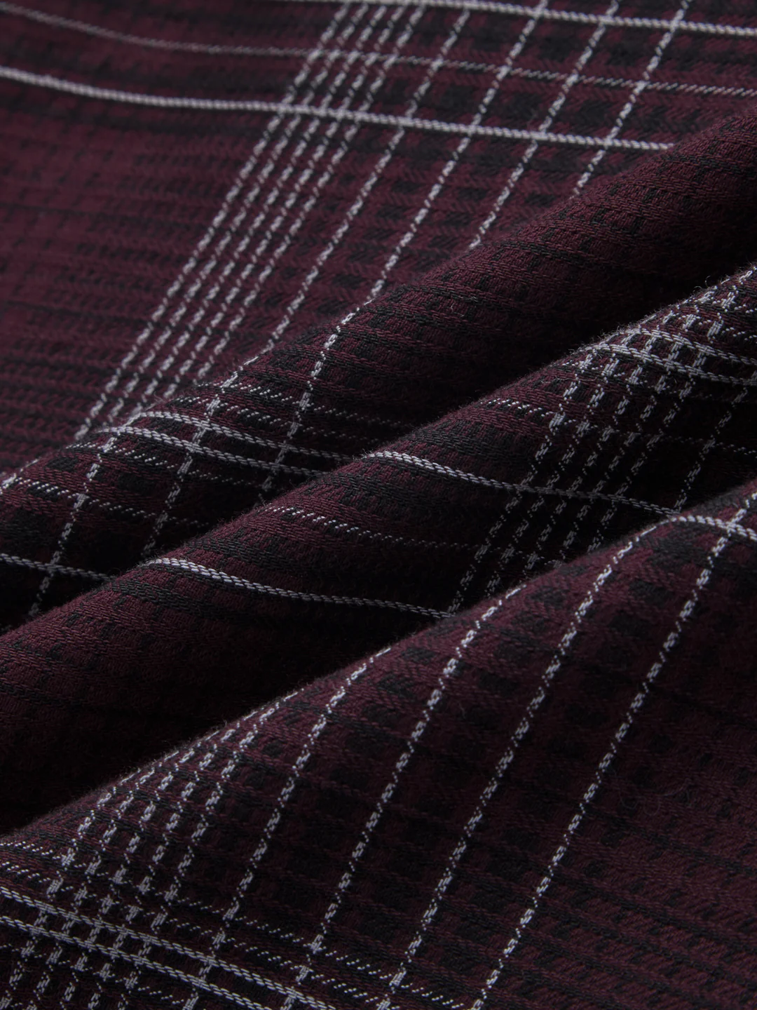 Refined Maroon & White Contrast Checks Shirt - Image 3