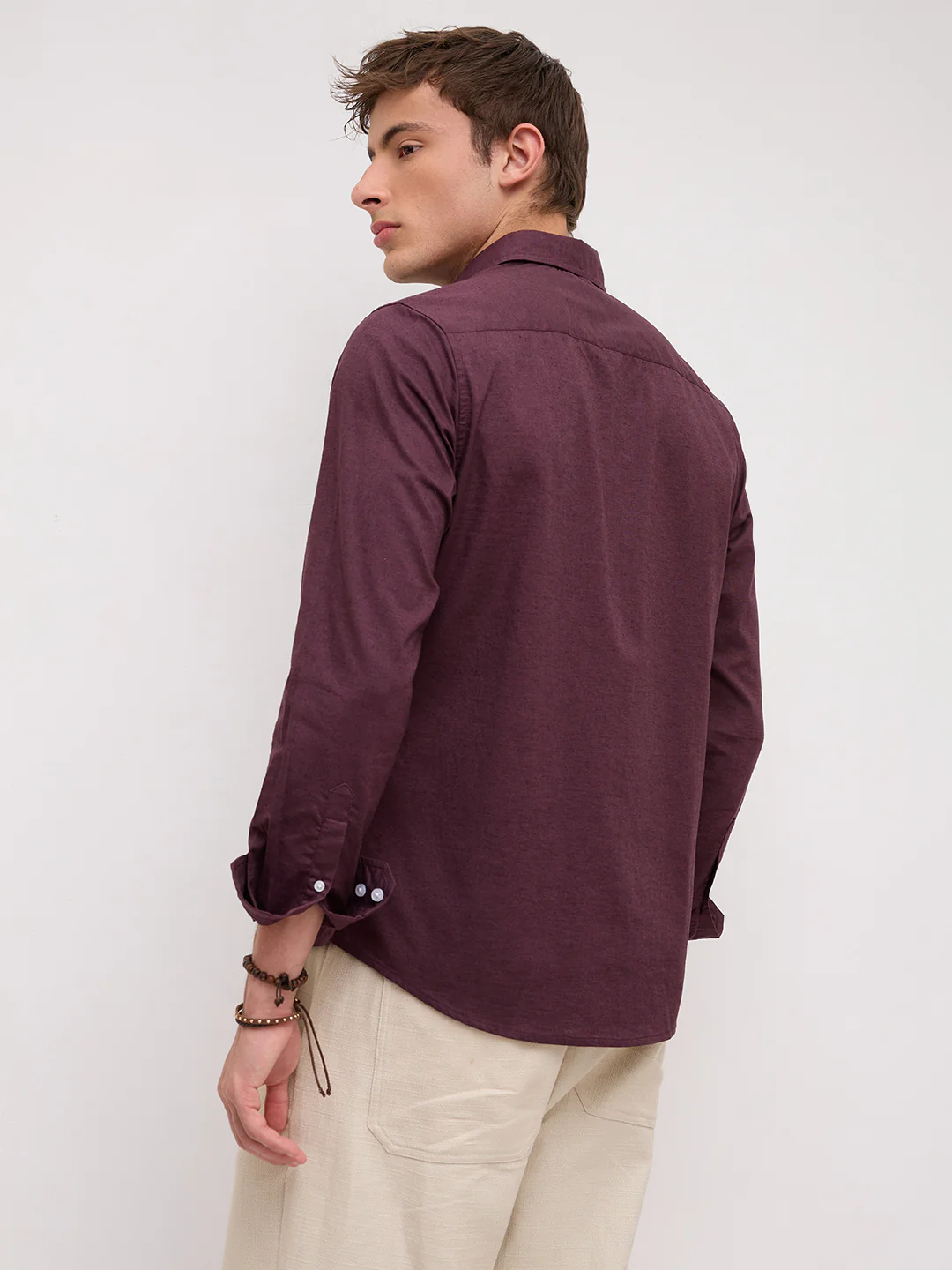 Rich Wine Linen Blend Everyday Shirt - Image 7