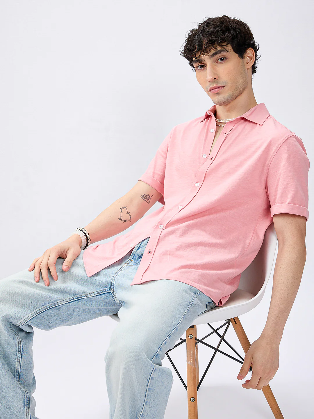 Rose Pink Blush Tone Knitted Shirt - Image 4