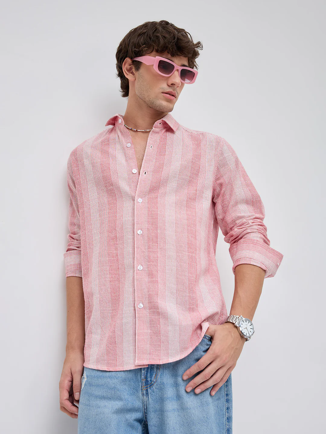 Rose Red Refined Multi Striped Shirt - Image 4
