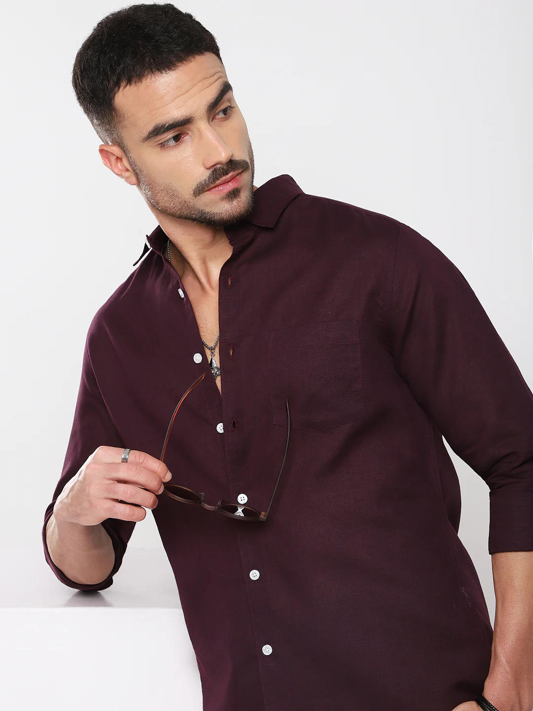 Royal Plum Essence Pure Linen Shirt - Image 2