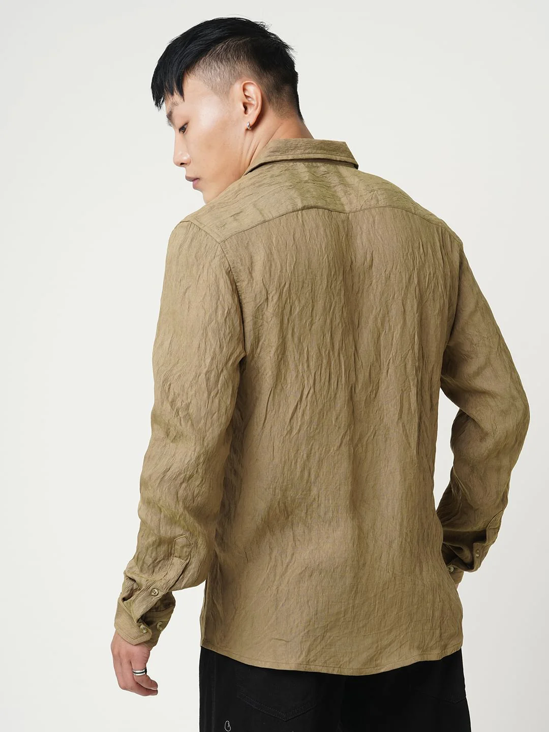 Russet Brown Wavy Textured Crushed Shirt - Image 6