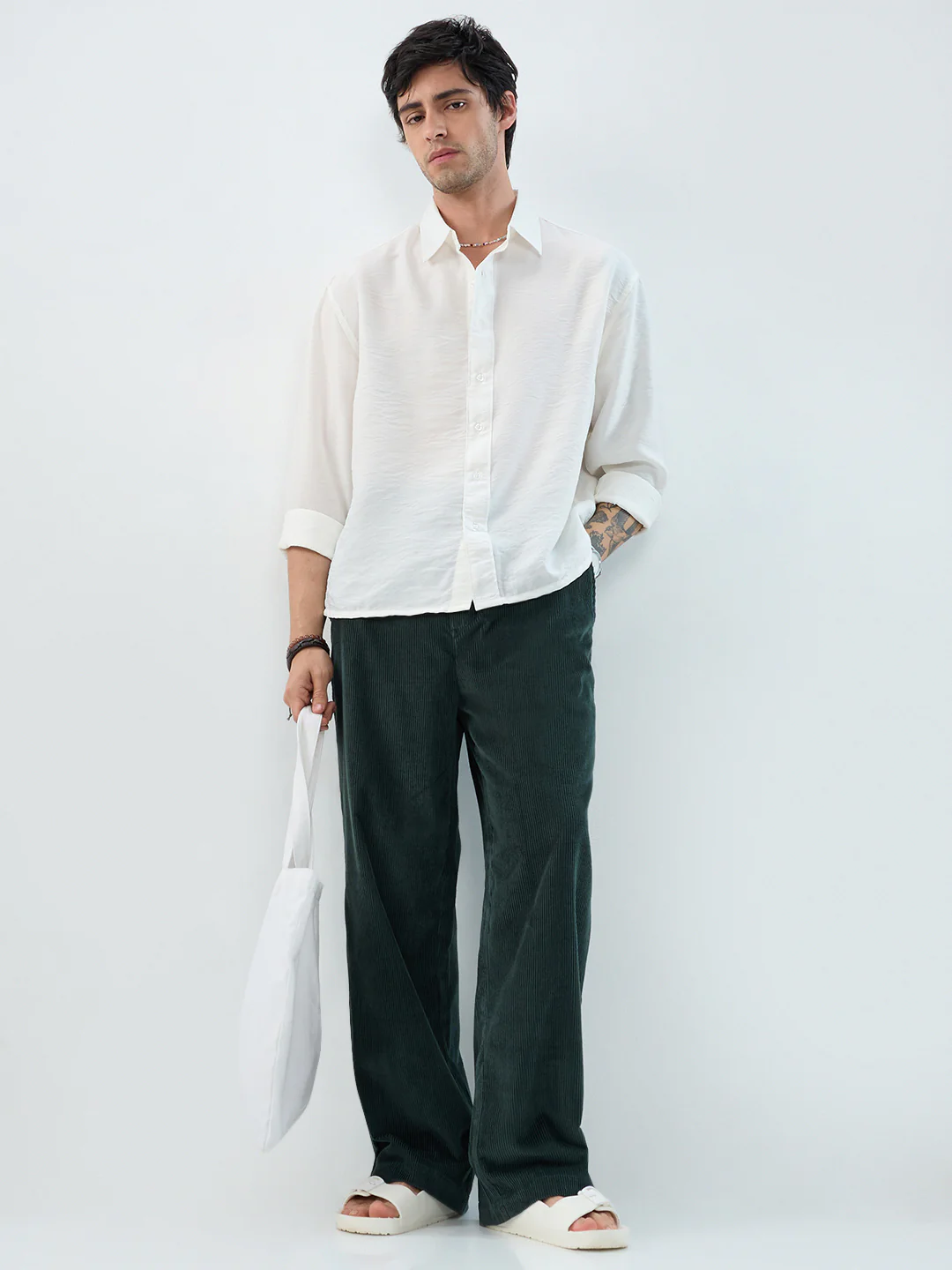 Sacremento Green Corduroy Straight-Fit Trousers - Image 8