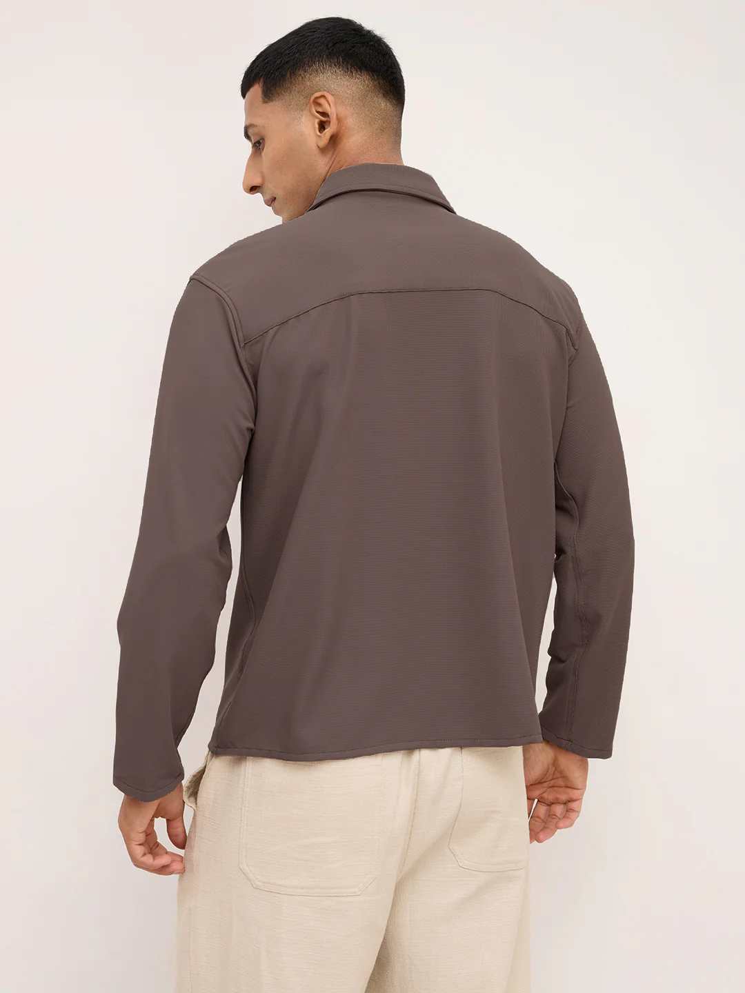 Saddle Brown Oversized Polo Tencel Knit Shirt - Image 7