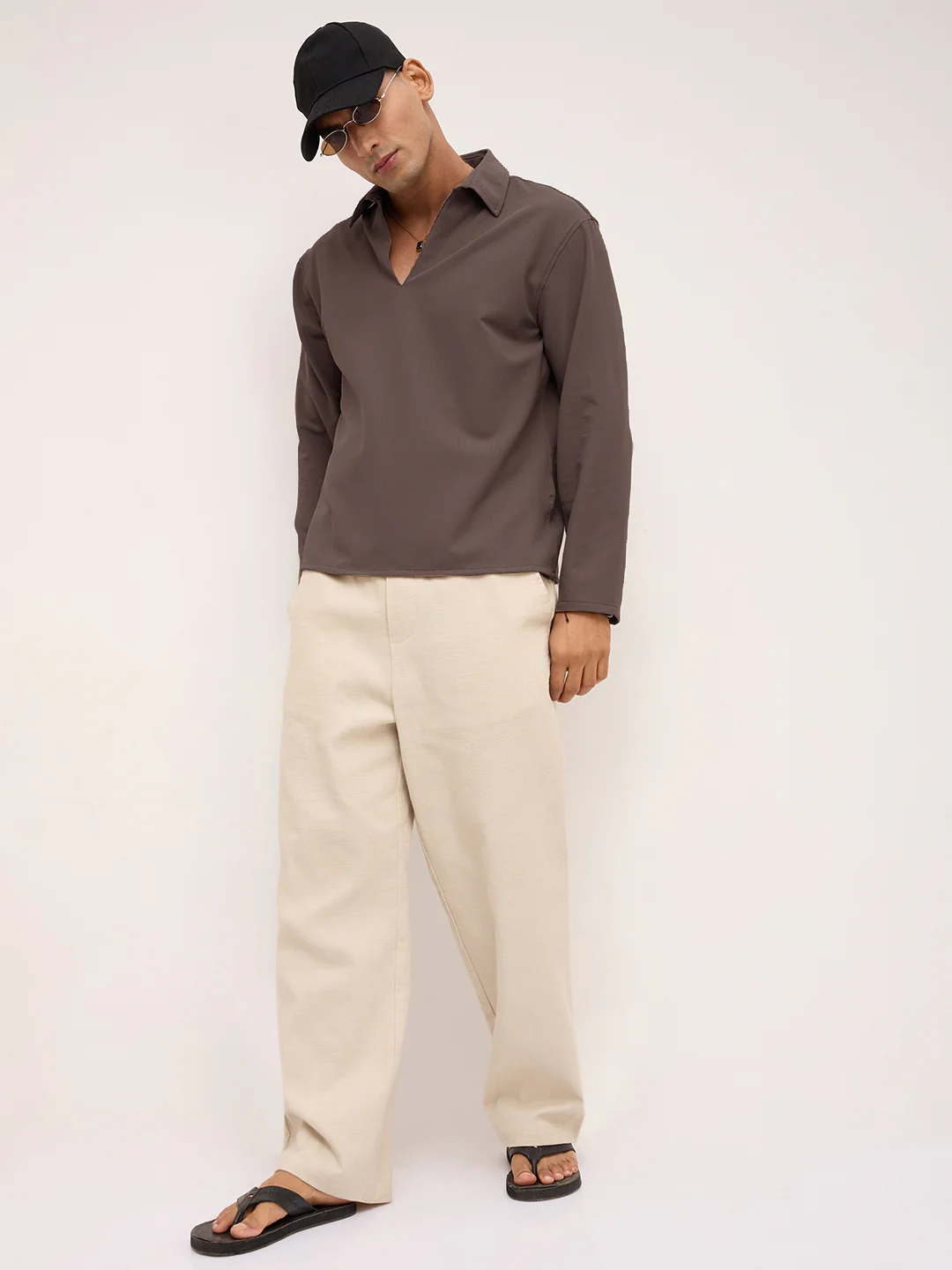 Saddle Brown Oversized Polo Tencel Knit Shirt - Image 8