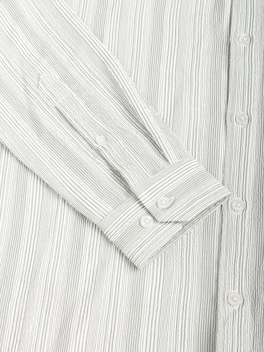 Sage Green & White Striped Creased Shirt - Image 10