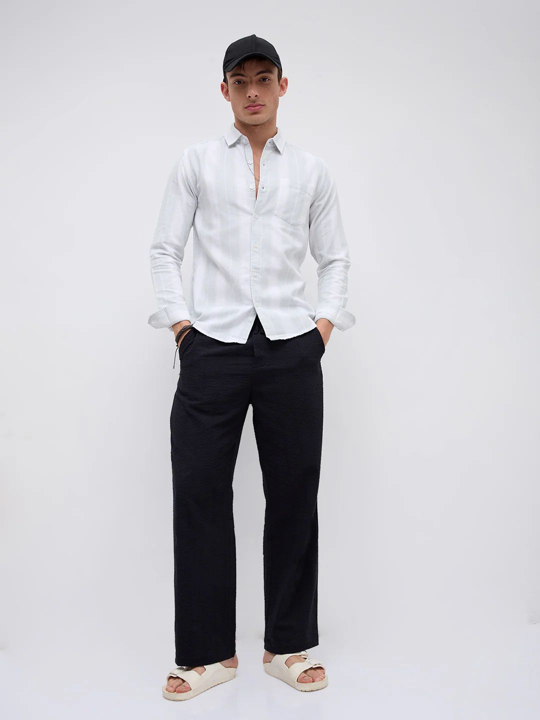 Sage Mist Textured Vertical Striped Resort Shirt - Image 8