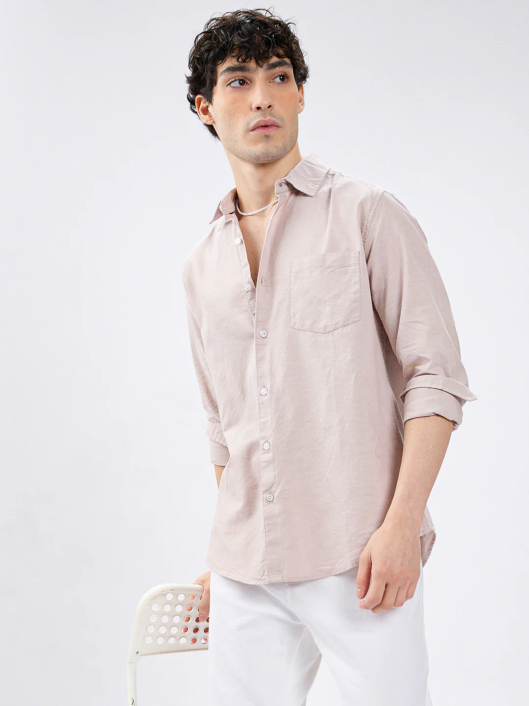 Sandstone Beige Oxford Shirt - Image 4