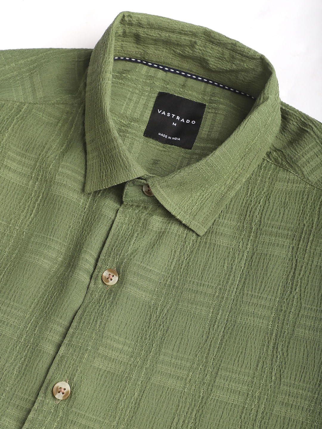 Sap Green Textured Creased Shirt - Image 3