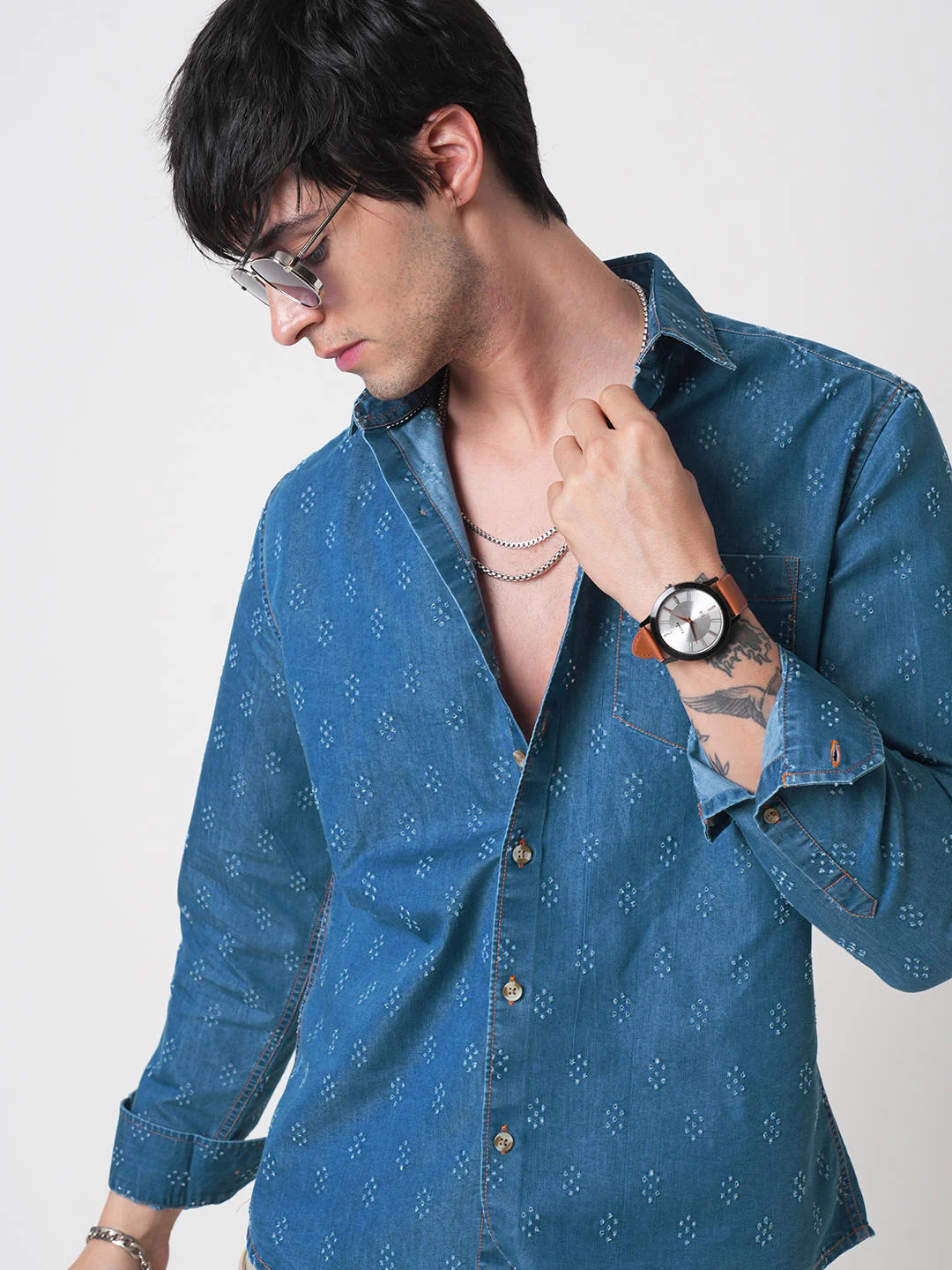 Schmick Denim Laser Cut Shirt
