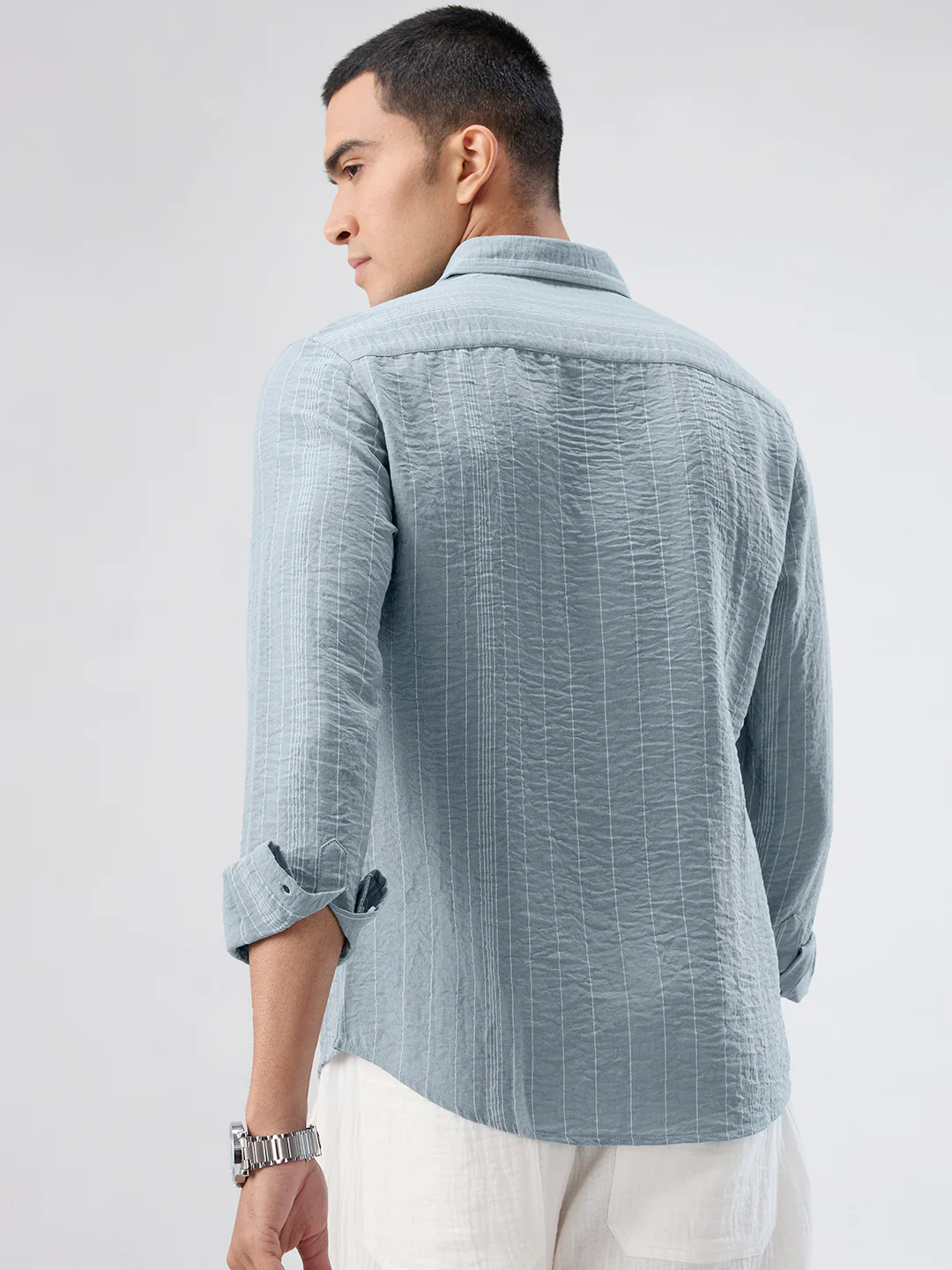 Schmick Dusty Teal Pinstripe Shirt - Image 7