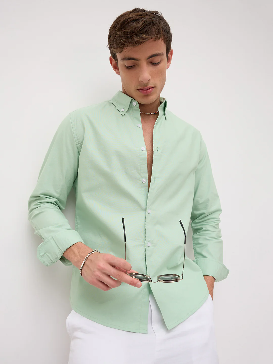 Seafoam Green Oxford Button-Down Collar Business Shirt