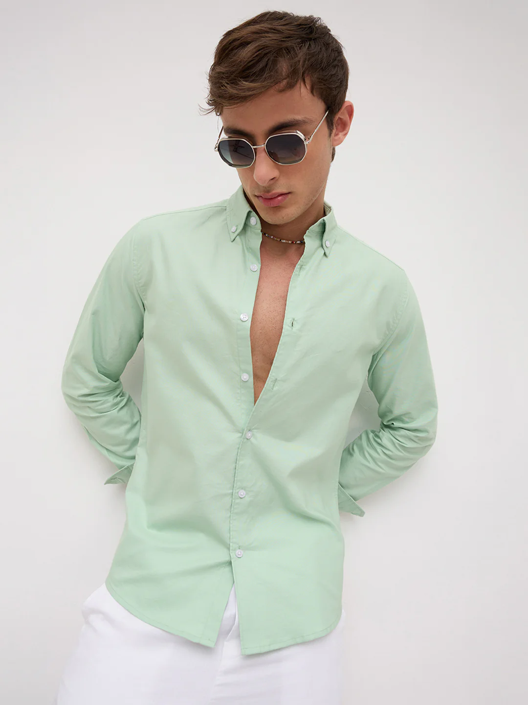 Seafoam Green Oxford Button-Down Collar Business Shirt - Image 2