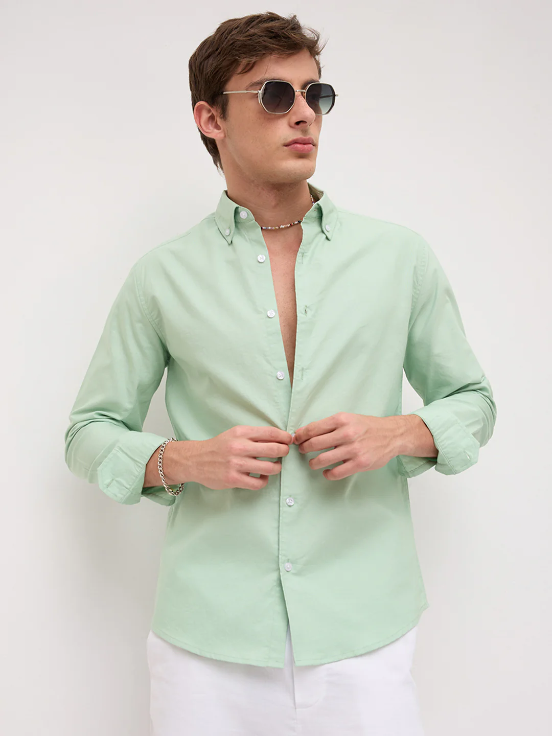 Seafoam Green Oxford Button-Down Collar Business Shirt - Image 4