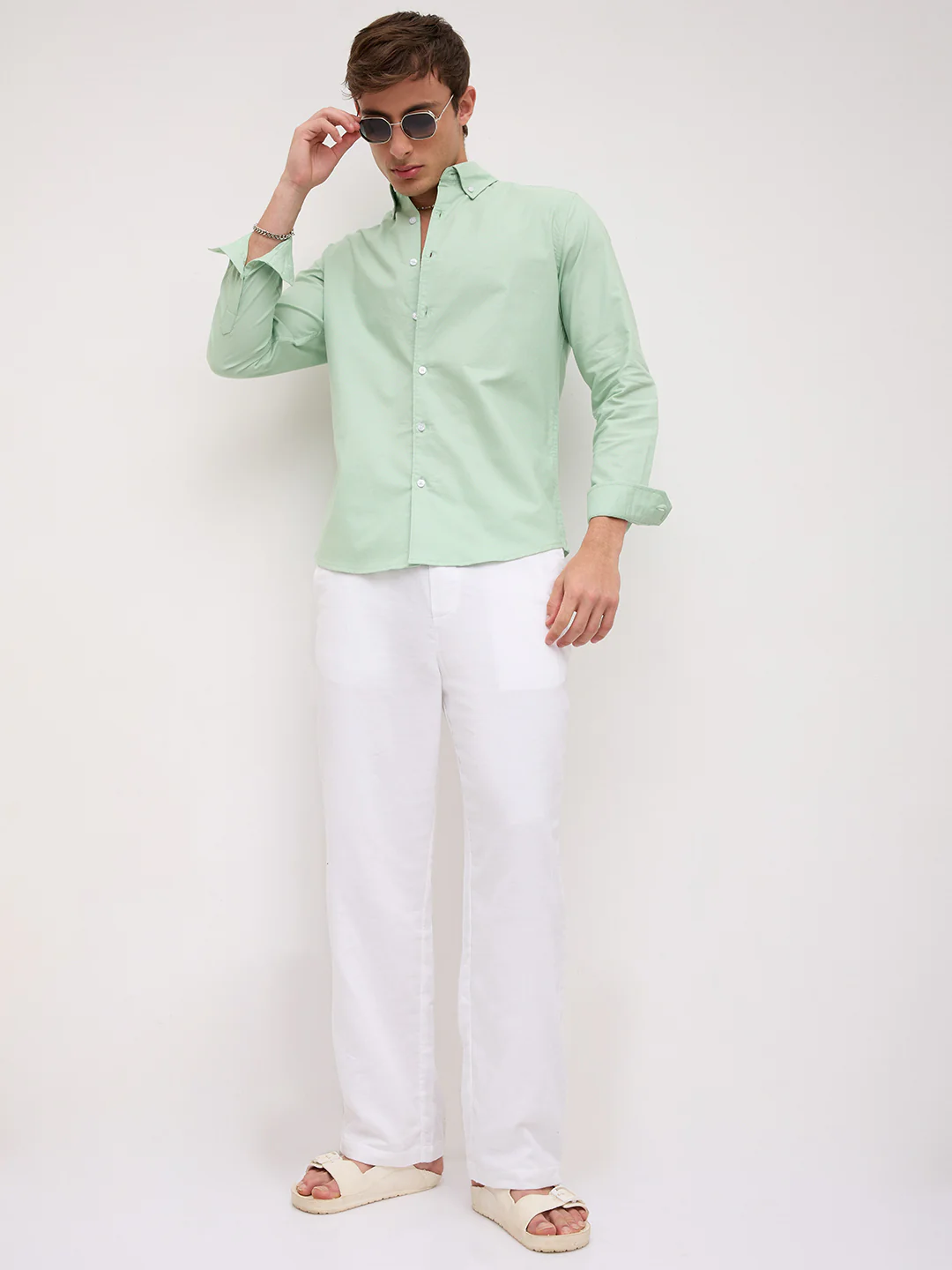 Seafoam Green Oxford Button-Down Collar Business Shirt - Image 7
