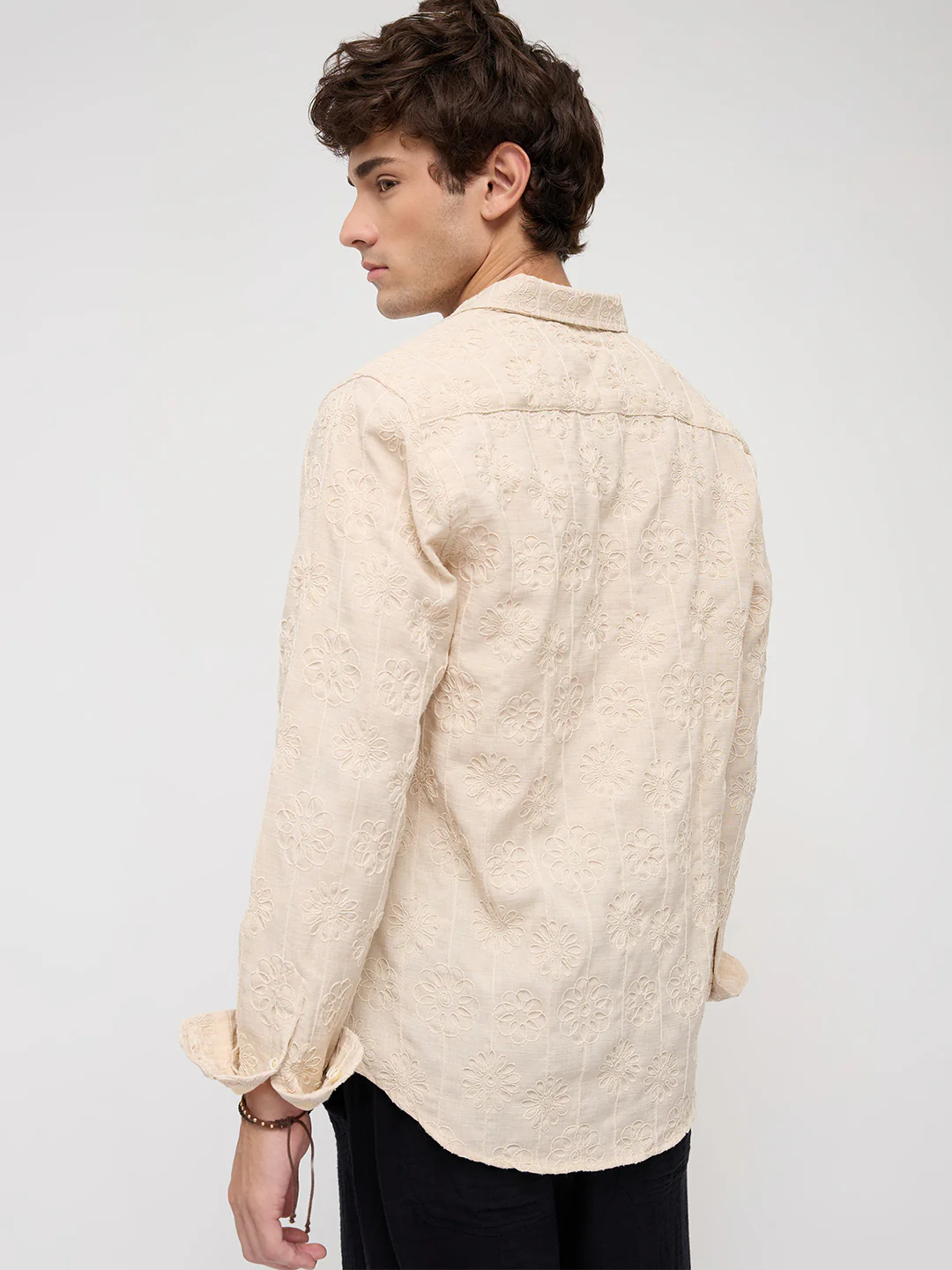 Serene Whispering Bloom Bisque Beige Embroidered Shirt - Image 7
