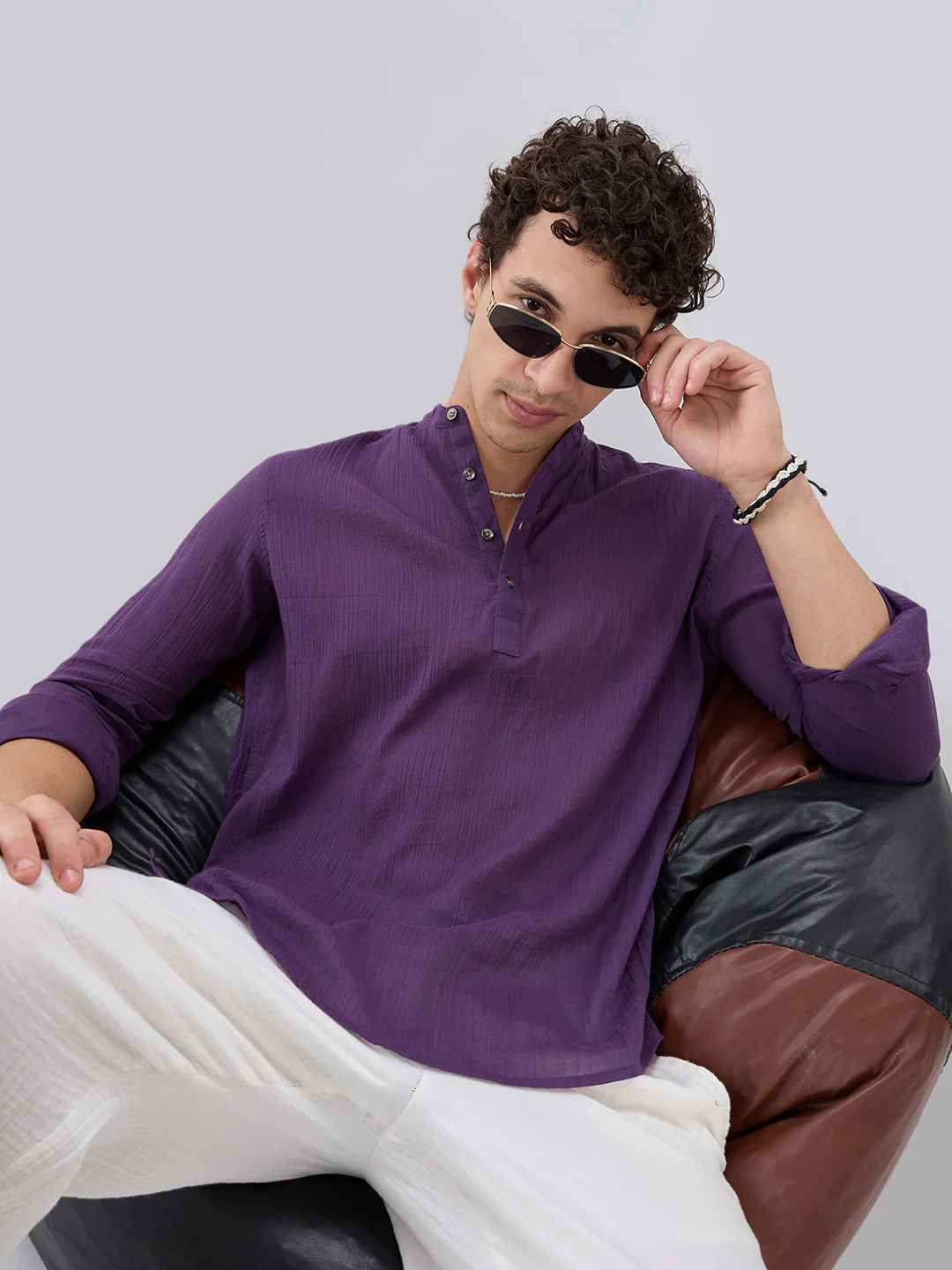Sheer Luxury Purple Linear Crepe Kurta