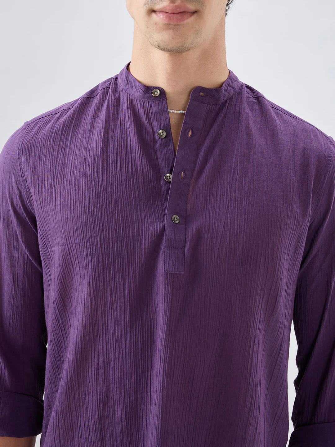 Sheer Luxury Purple Linear Crepe Kurta - Image 3