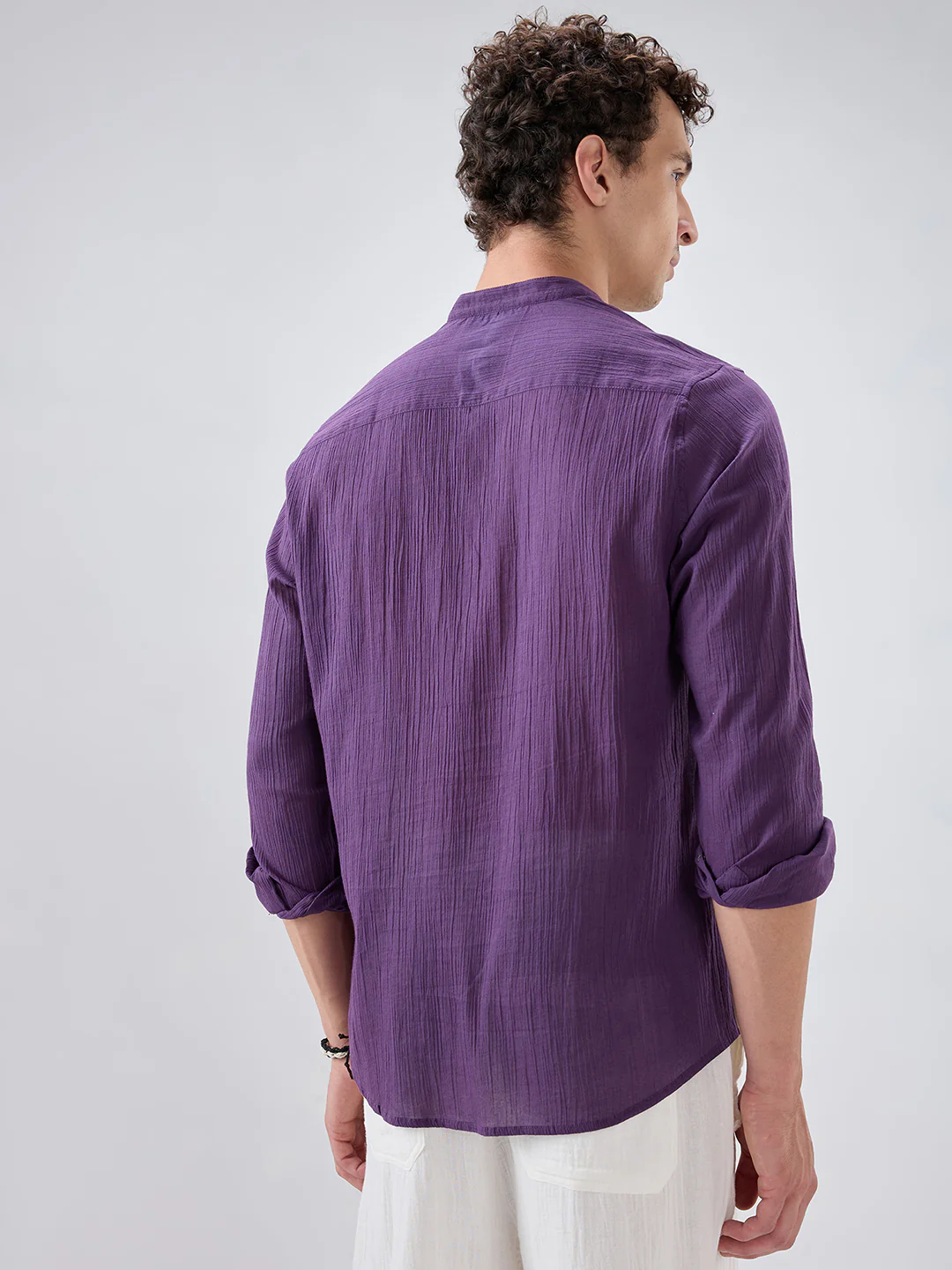 Sheer Luxury Purple Linear Crepe Kurta - Image 6