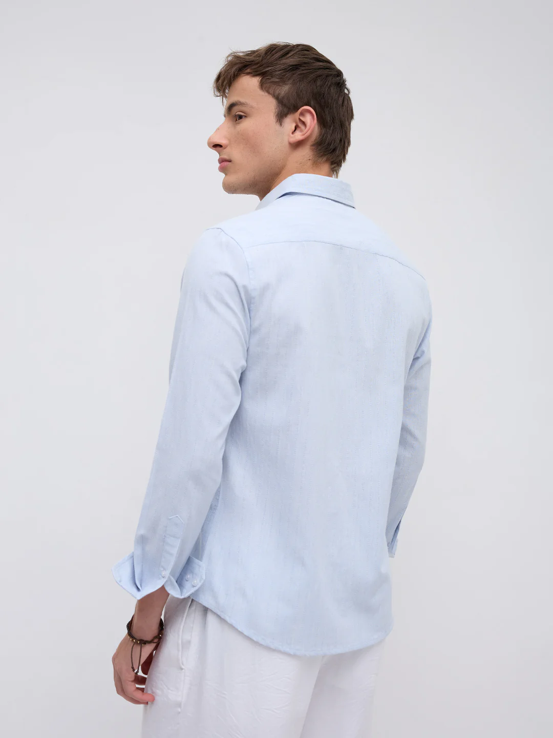 Sky Blue Linear Coastal Weave Shirt - Image 7