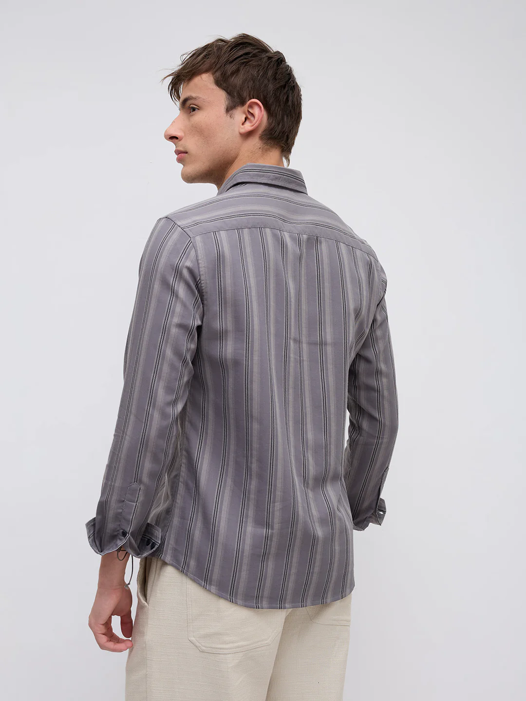 Slate Grey & Black Shadow Stripe Shirt - Image 7