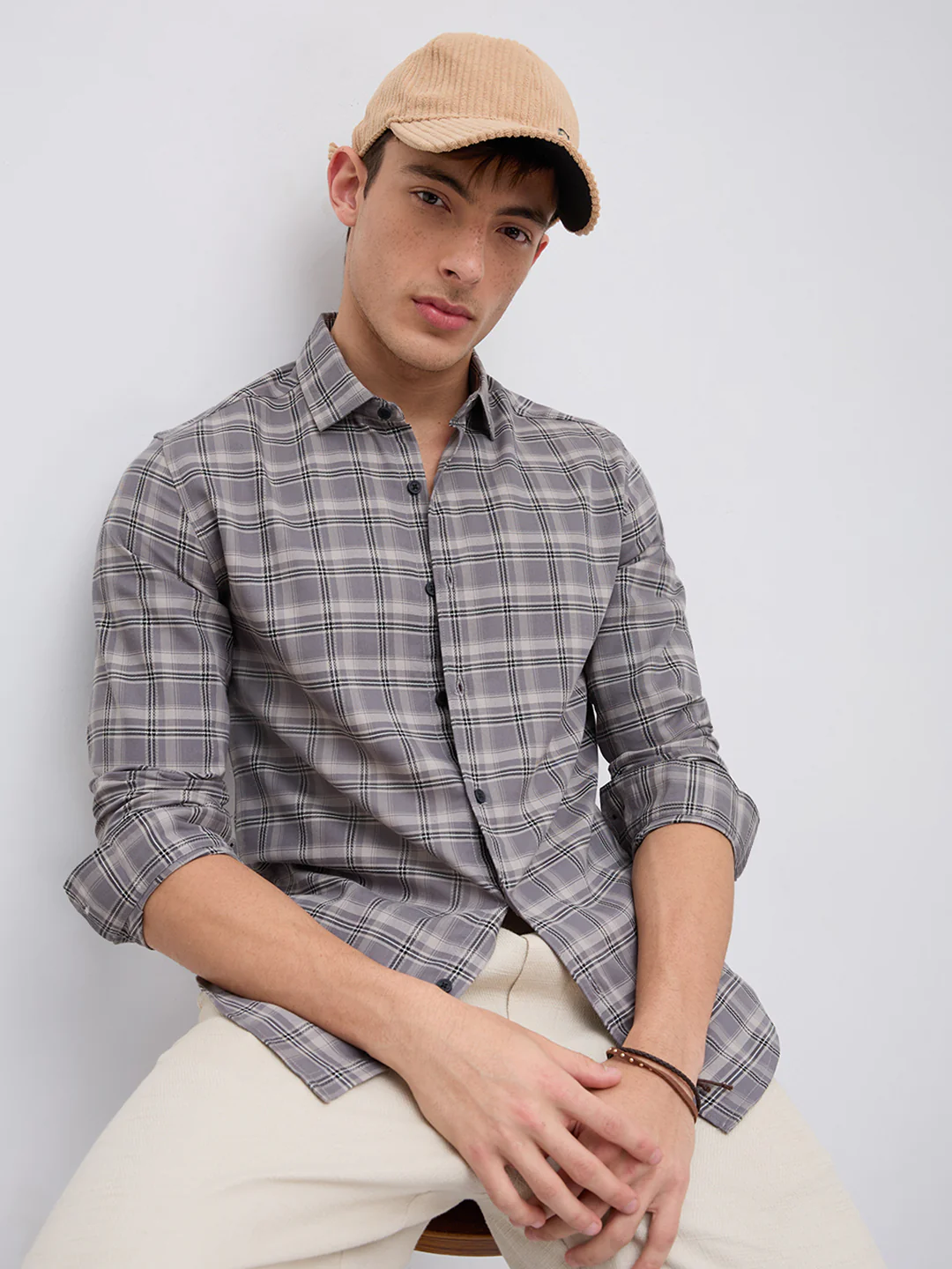 Smokey Ashline Monochrome Vibe Checked Shirt