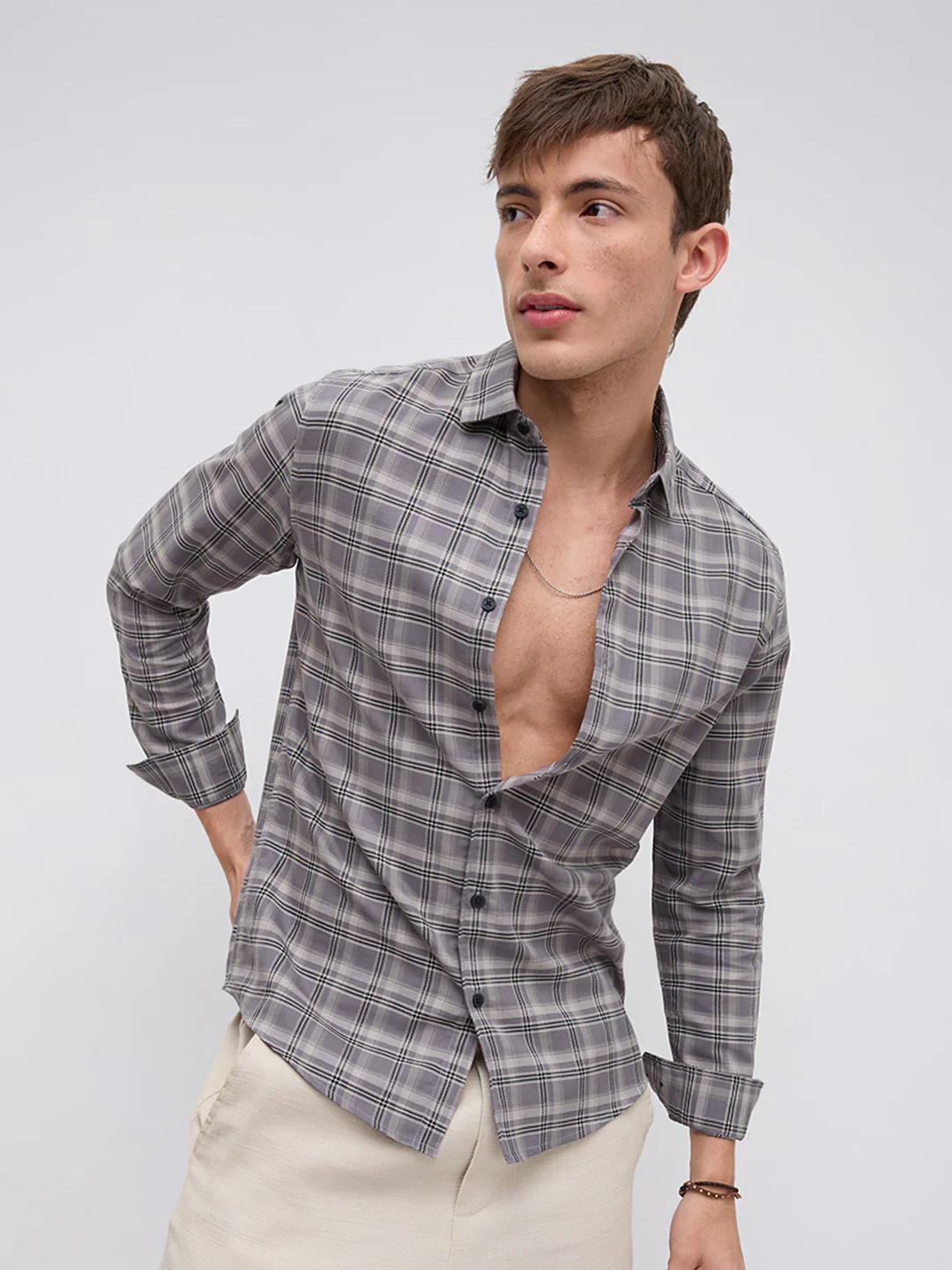 Smokey Ashline Monochrome Vibe Checked Shirt - Image 2