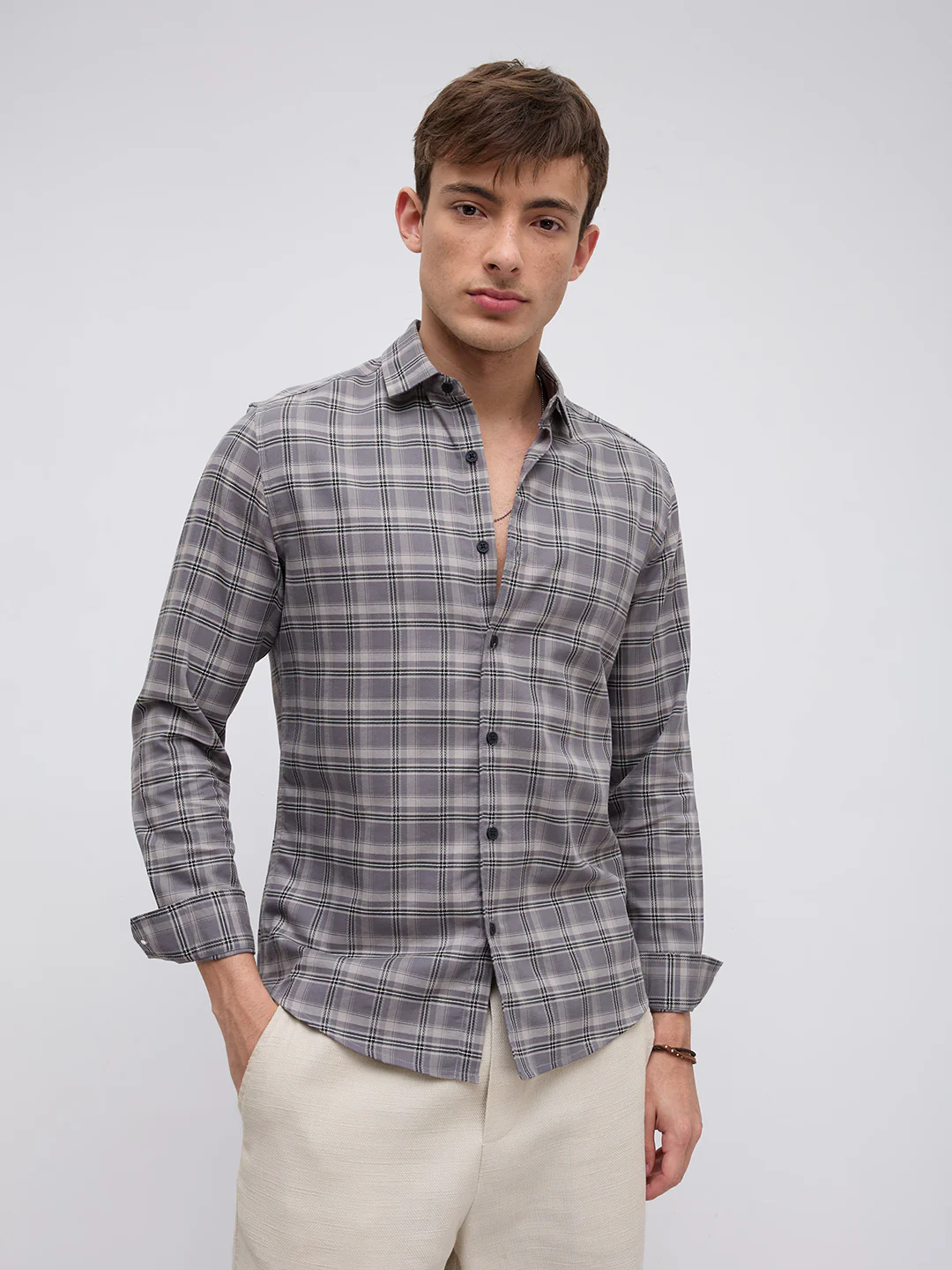 Smokey Ashline Monochrome Vibe Checked Shirt - Image 5