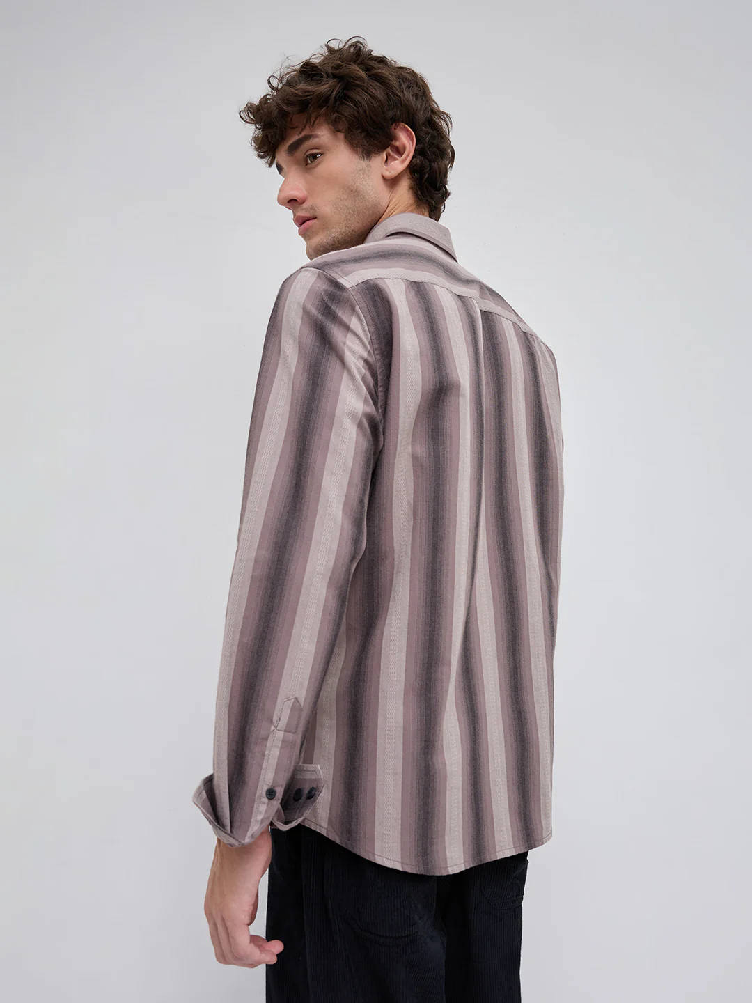 Smoky Brown Artisan Shadow Striped Shirt - Image 7