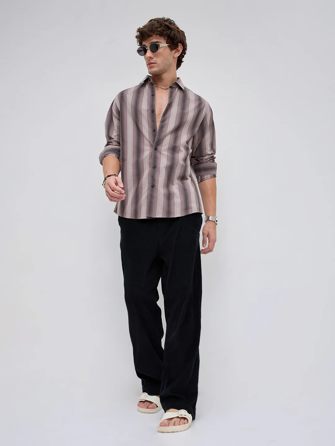 Smoky Brown Artisan Shadow Striped Shirt - Image 8