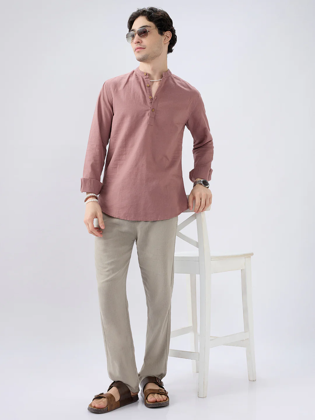 Smoky Rose Everyday Linen Kurta - Image 6