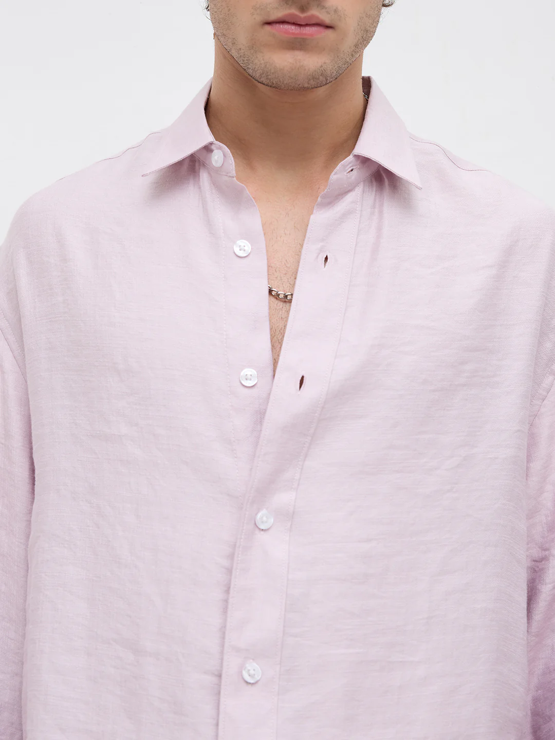 Soft Baby Pink Crinkled Boxy Fit Crop Shirt - Image 3