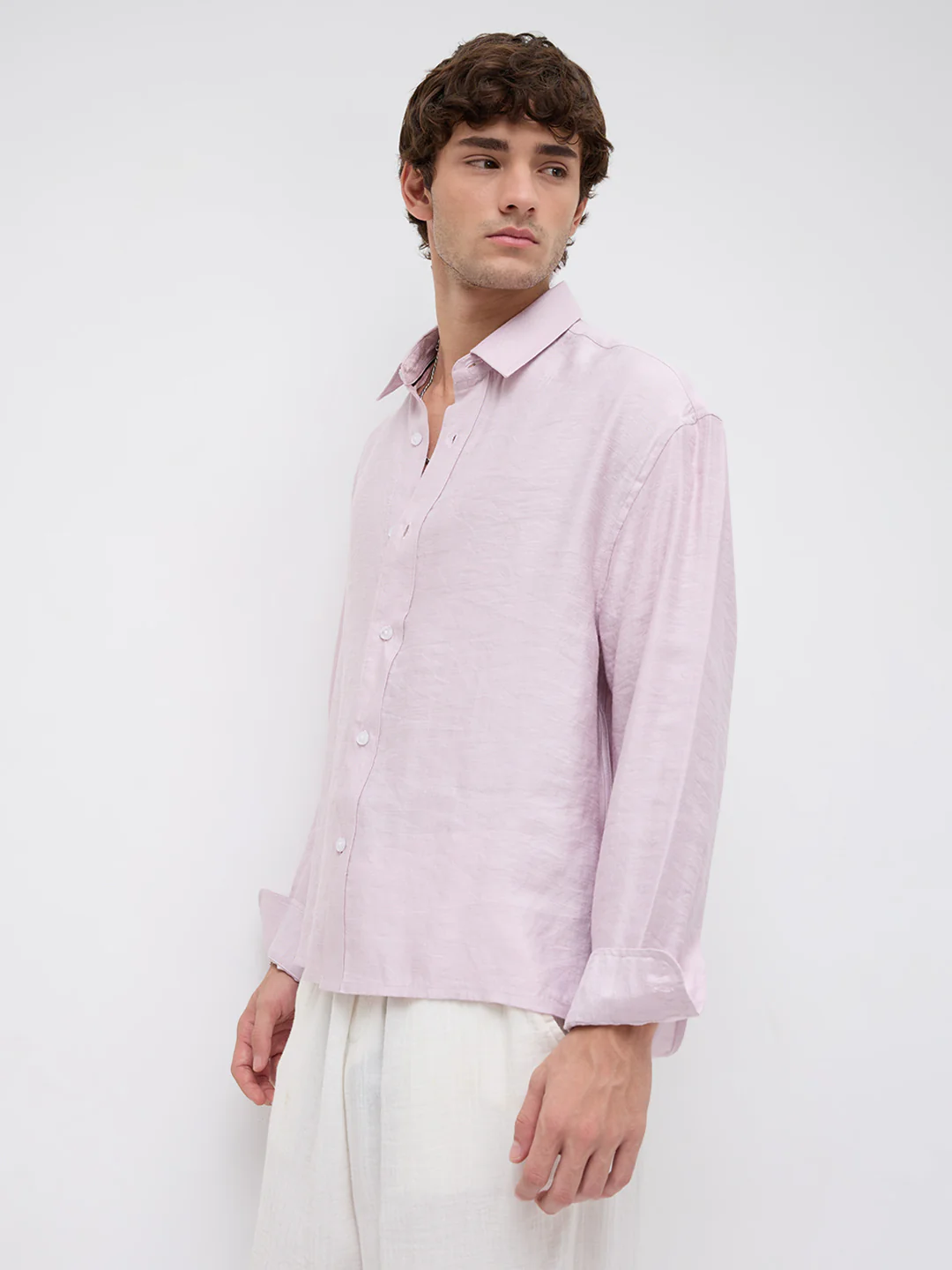 Soft Baby Pink Crinkled Boxy Fit Crop Shirt - Image 6