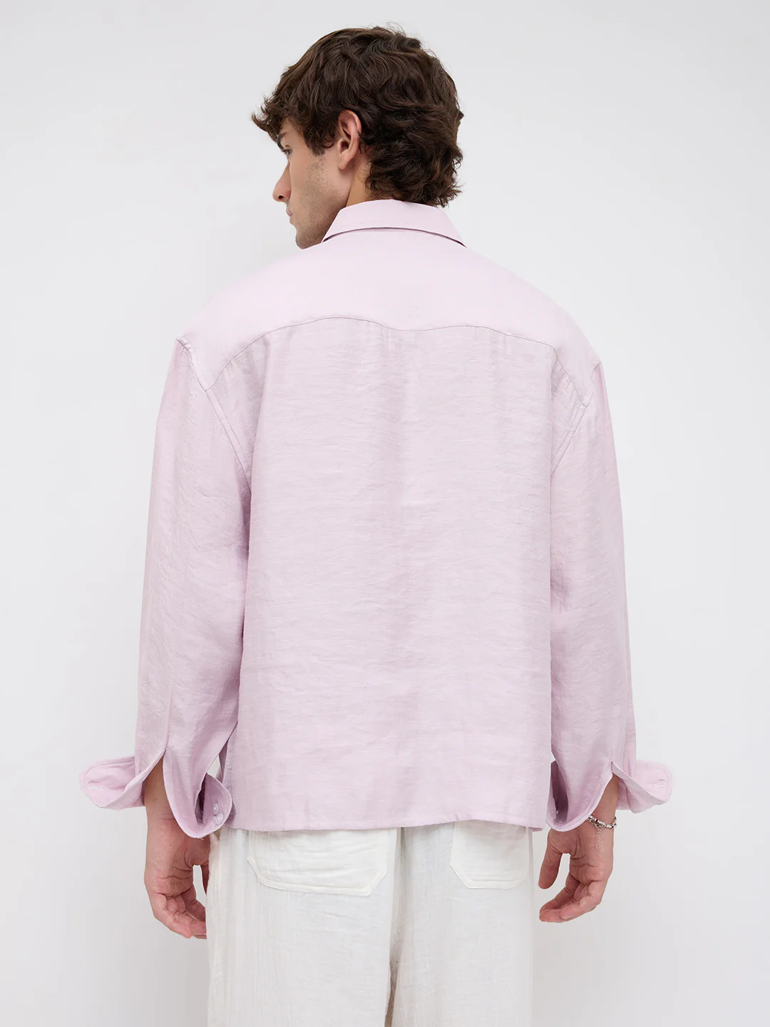 Soft Baby Pink Crinkled Boxy Fit Crop Shirt - Image 7
