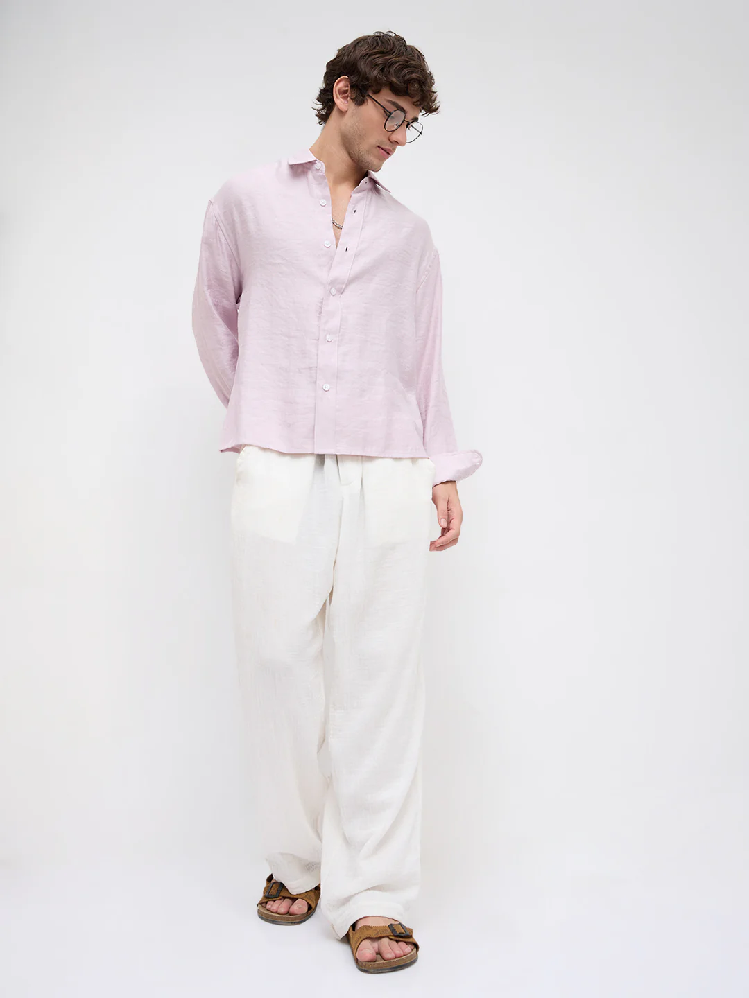 Soft Baby Pink Crinkled Boxy Fit Crop Shirt - Image 8