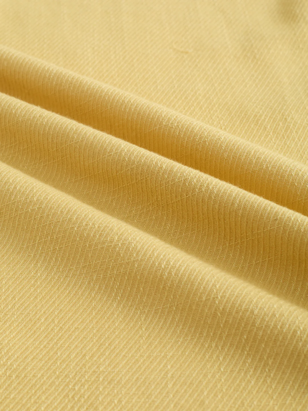 Soft Honey Yellow Diagonal Textured Stand Collar Oversized Shirt - Image 9