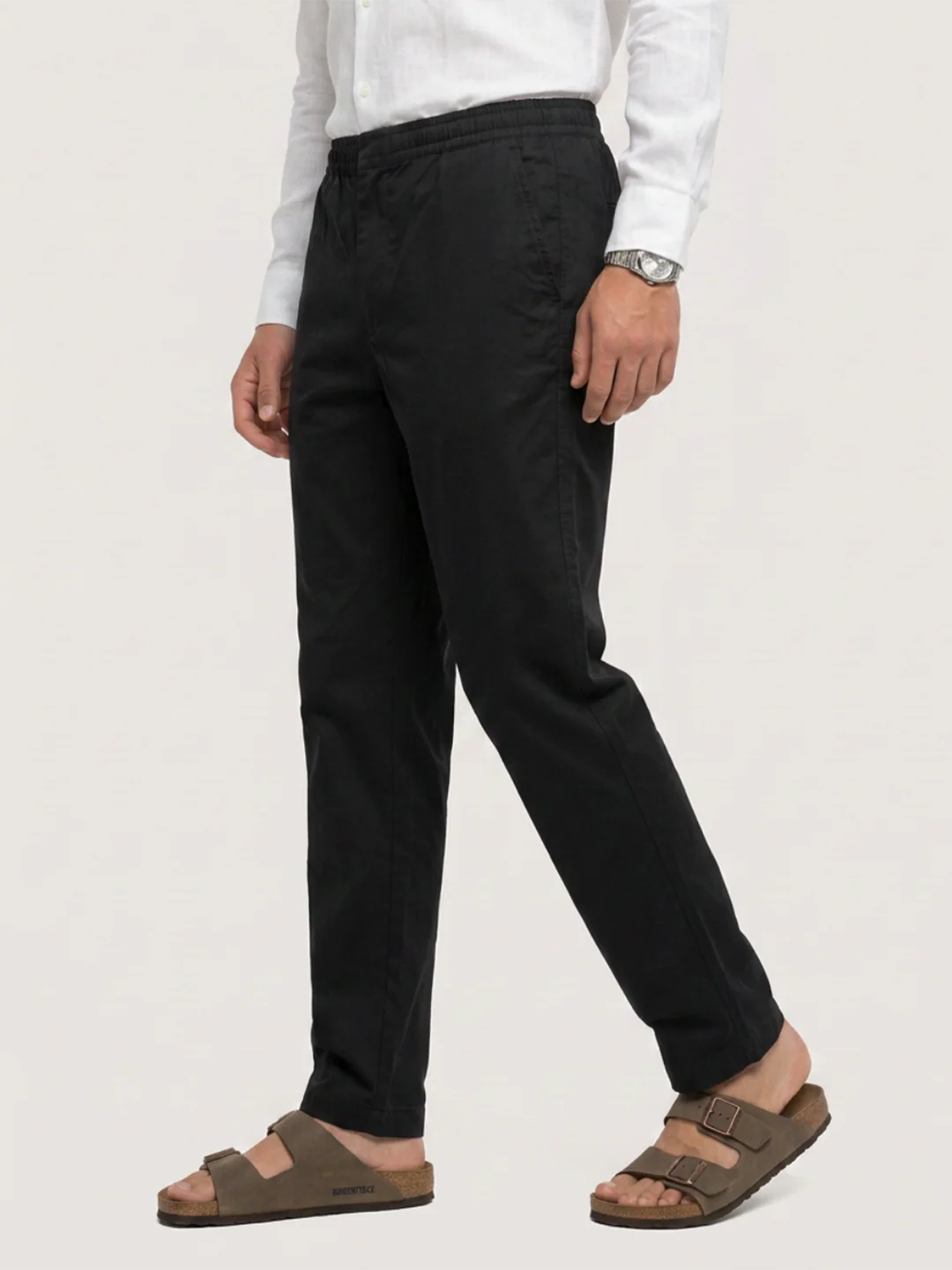 Solid Black Tapered Trousers - Image 6