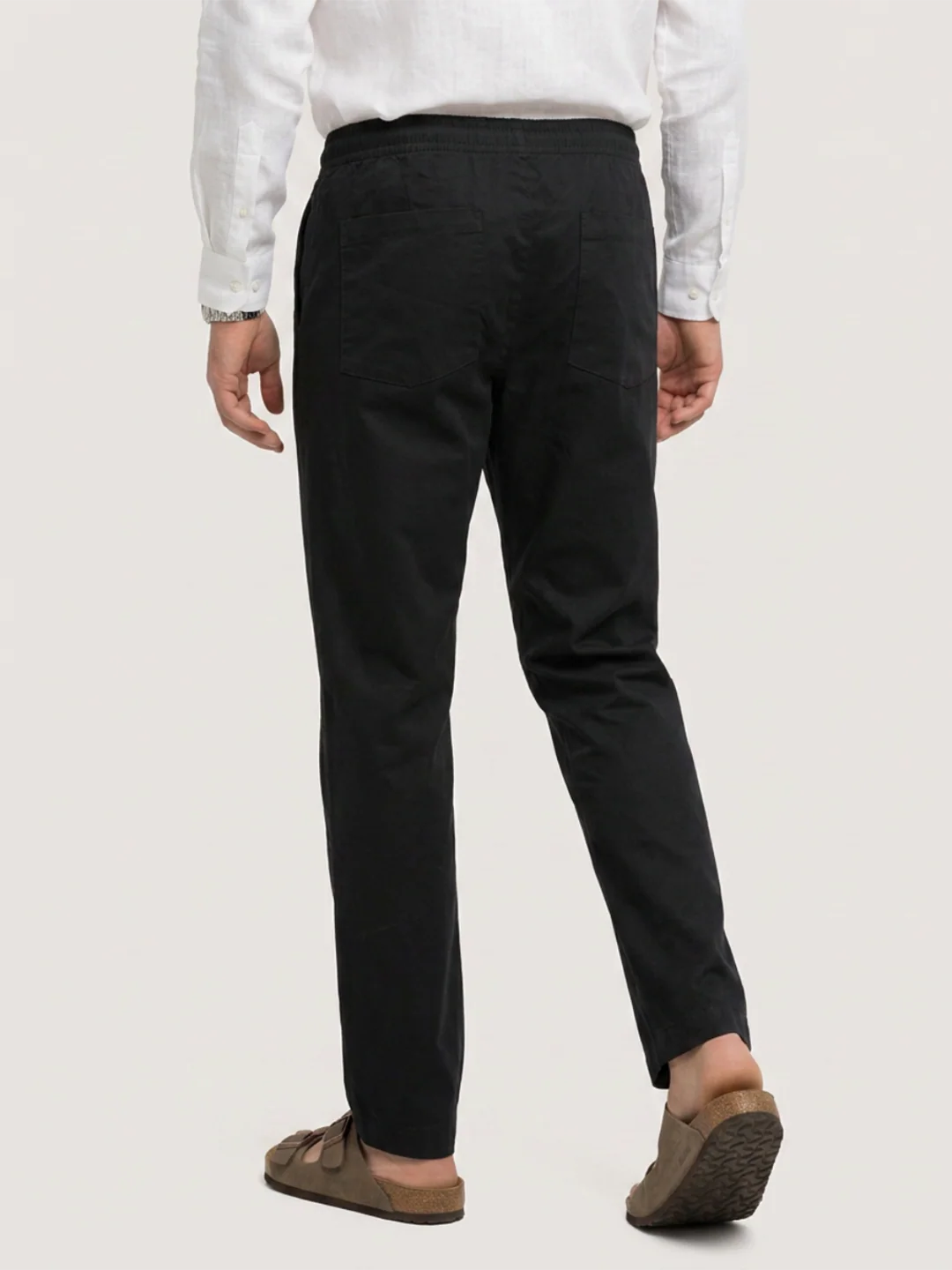Solid Black Tapered Trousers - Image 7