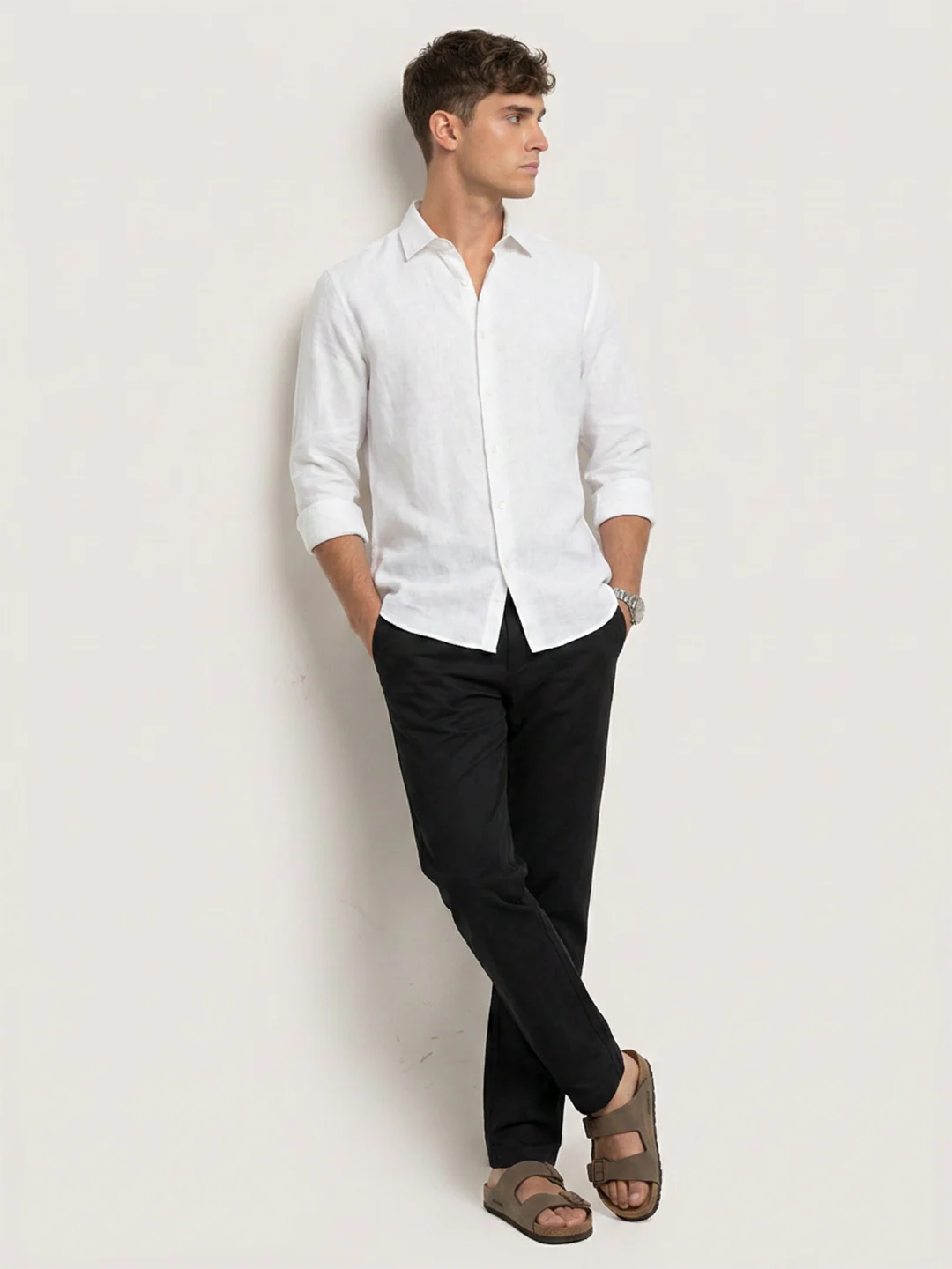 Solid Black Tapered Trousers - Image 8
