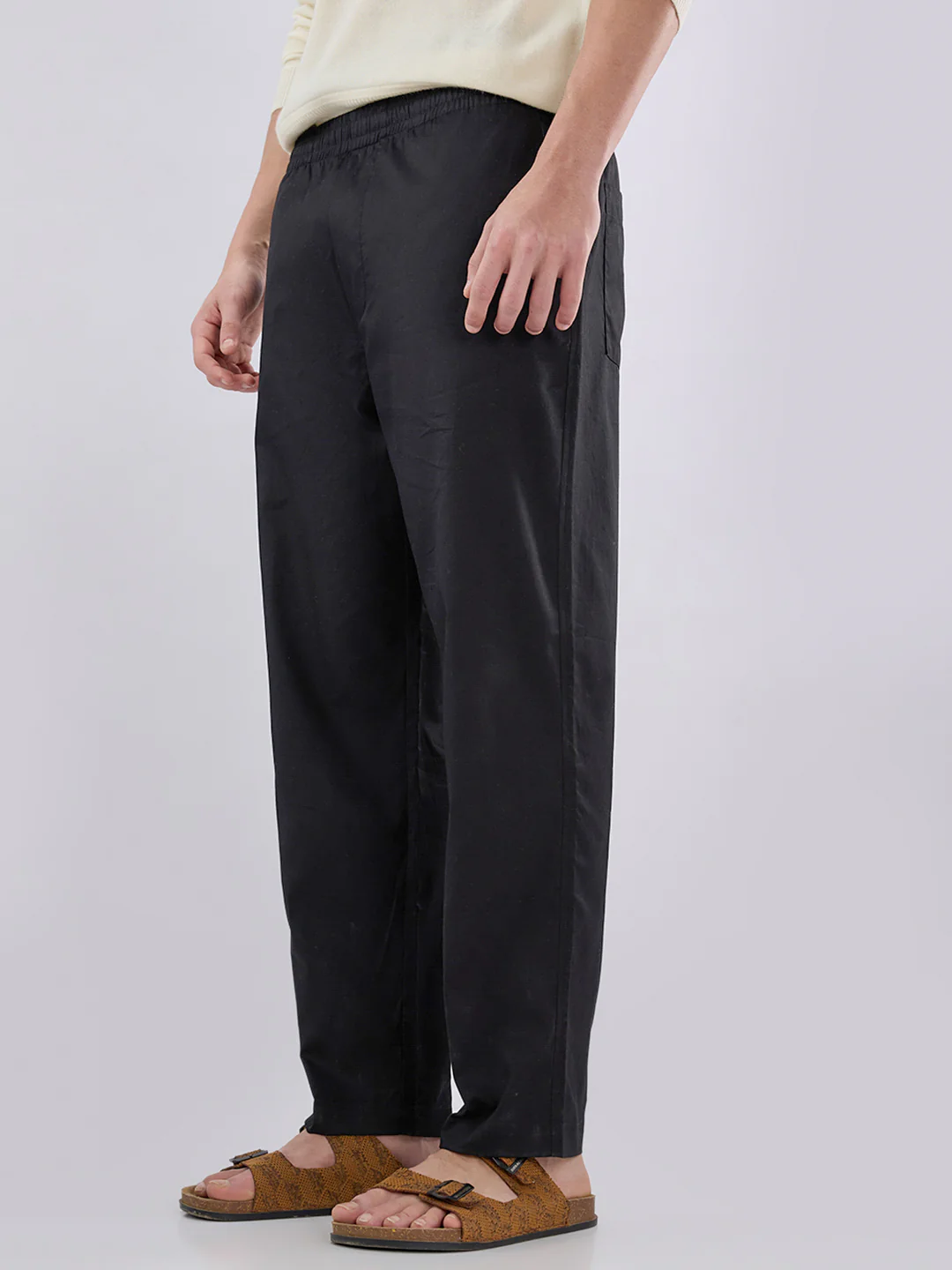 Solid Black Tapered Trousers - Image 6