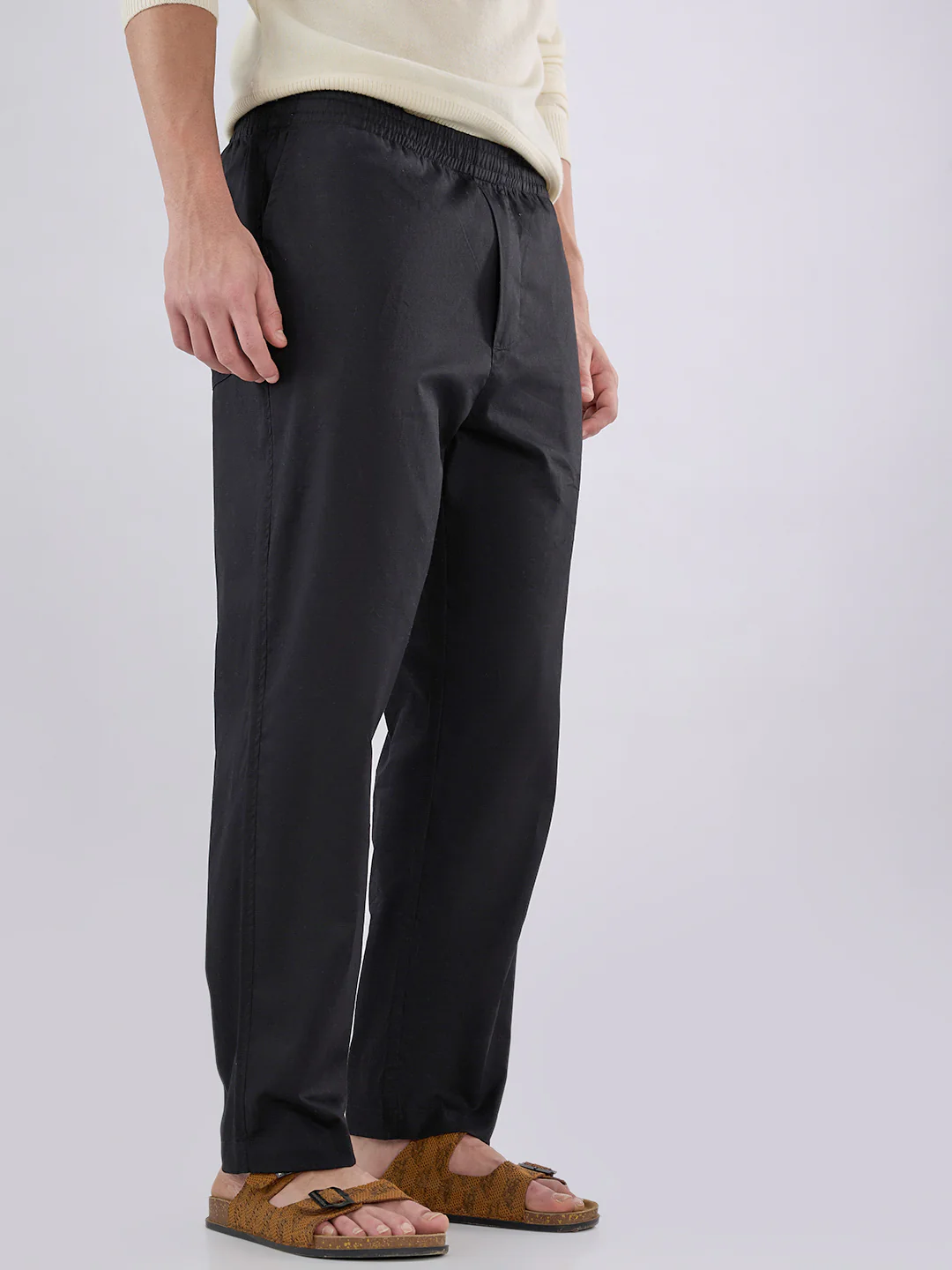 Solid Black Tapered Trousers - Image 7