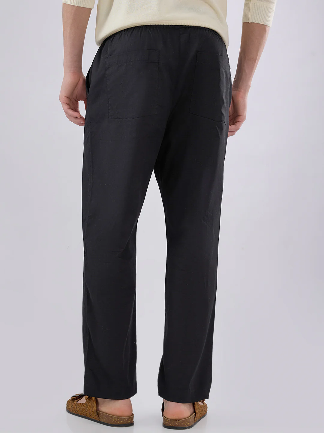 Solid Black Tapered Trousers - Image 8