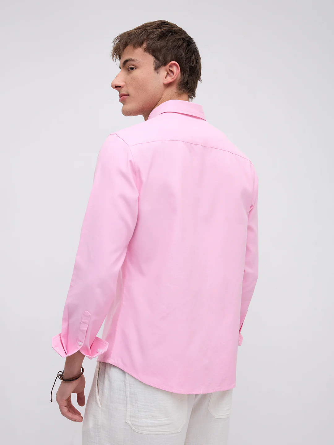 Solid Pink Smooth Finish Oxford Button-Down Collar Shirt - Image 7