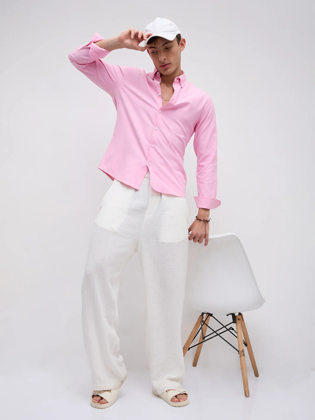 Solid Pink Smooth Finish Oxford Button-Down Collar Shirt - Image 8