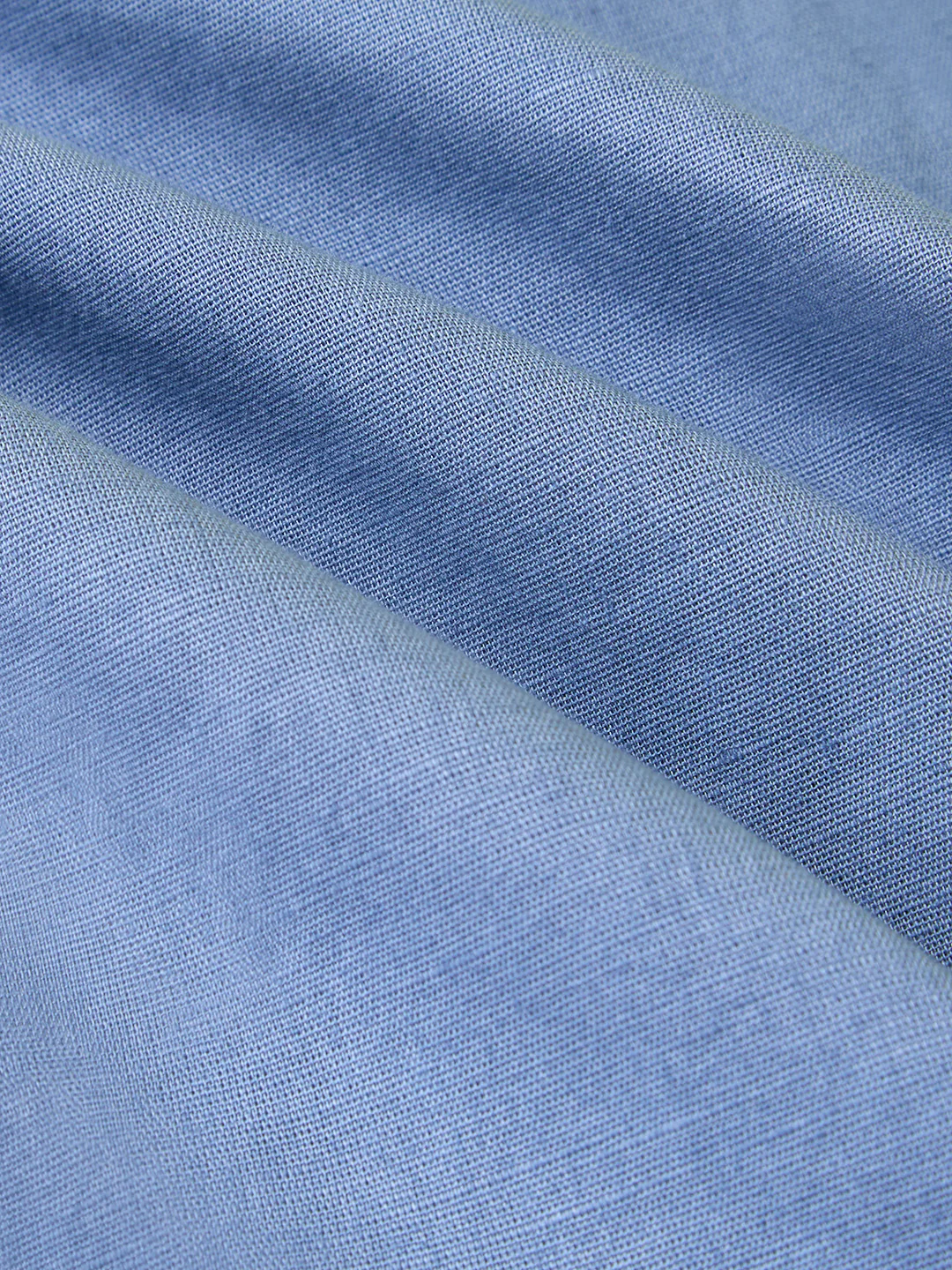 Steel Blue Linen Blend Lapel Collar Oversized Shirt - Image 3