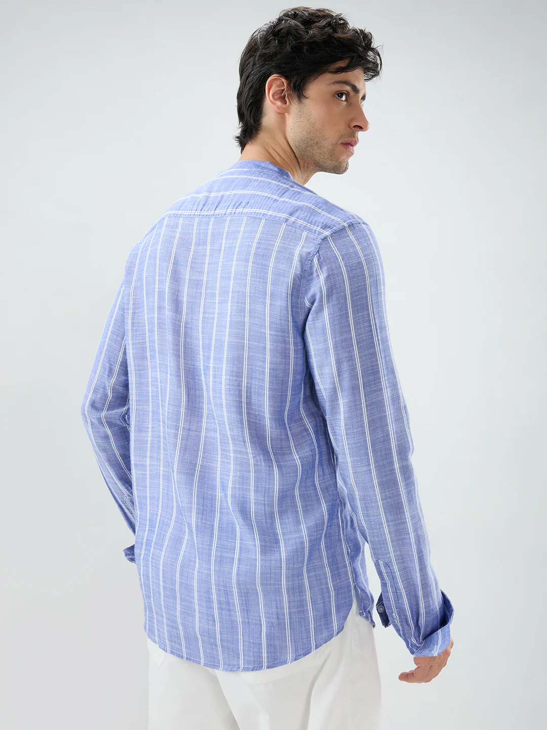 Steel Blue Striped Kurta - Image 7