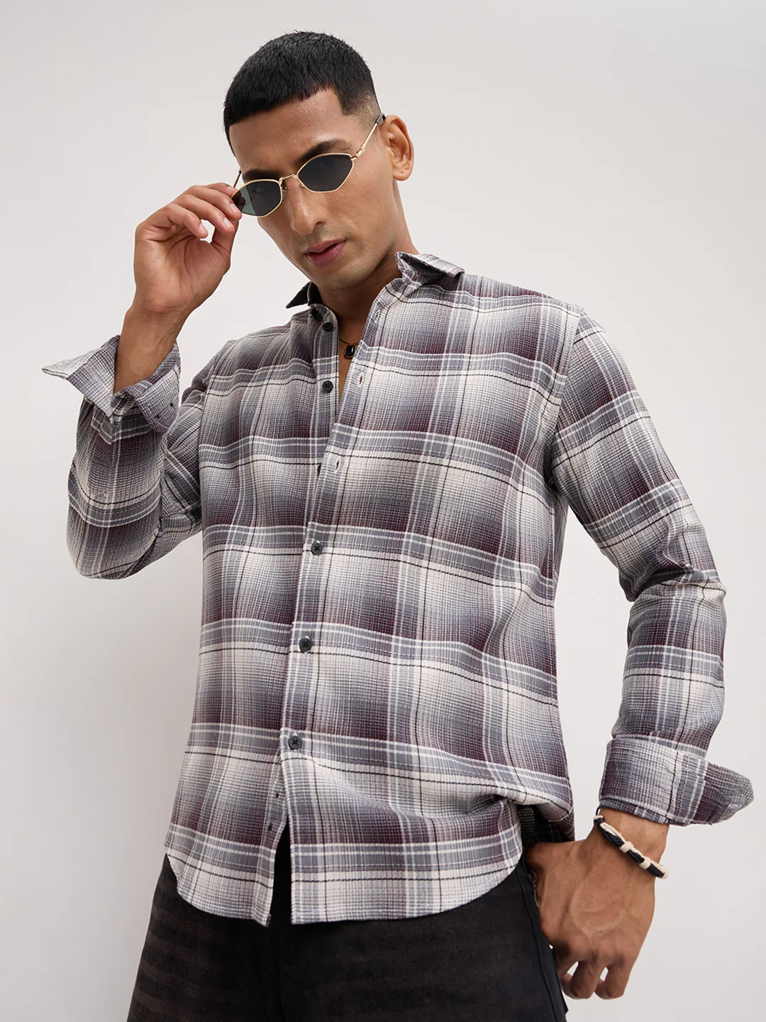 Steel Grey Multi Plaid Checks Shirt - Image 5