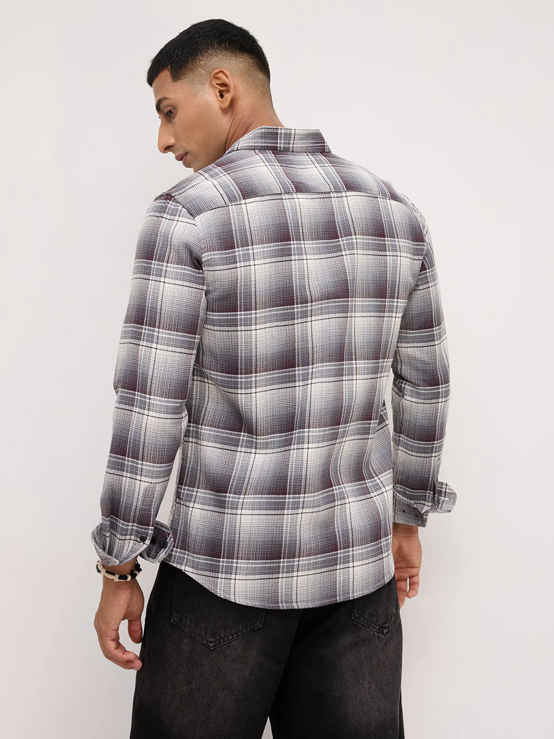 Steel Grey Multi Plaid Checks Shirt - Image 6